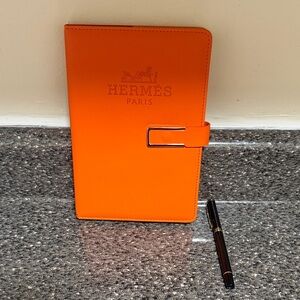 Hermes Orange Notebook with Pen NEW